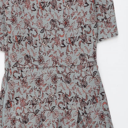 NEXT Womens Grey Geometric Polyester Trapeze & Swing Size 12 Round Neck Pullover