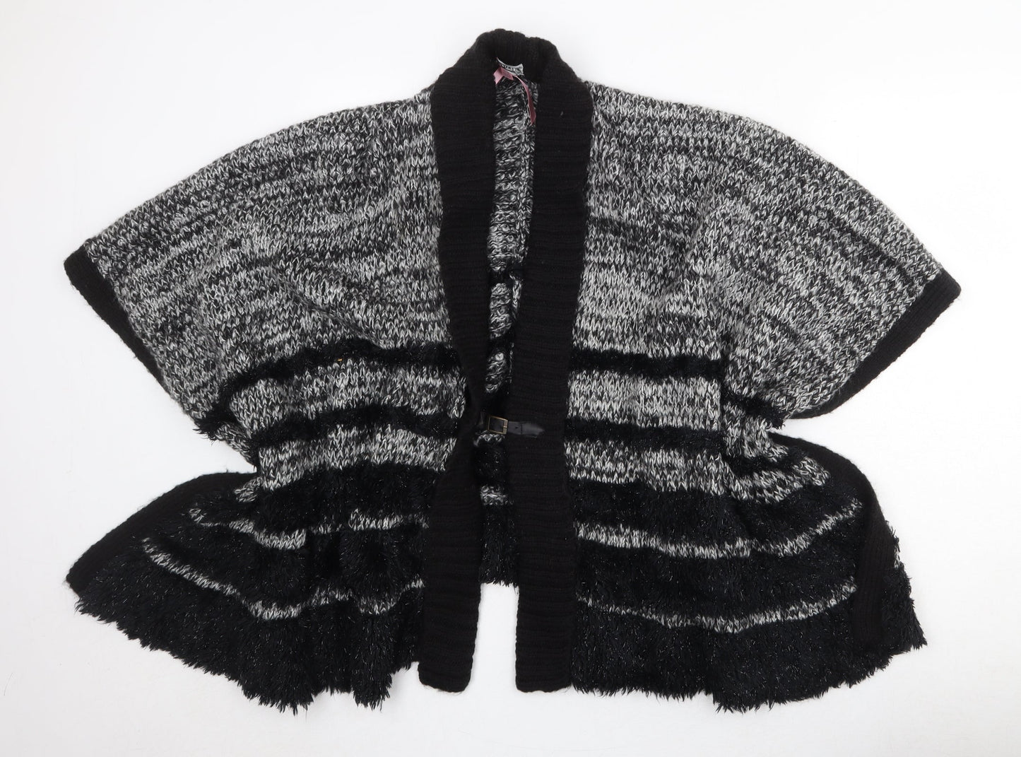 Lipsy Womens Grey V-Neck Striped Acrylic Cardigan Jumper Size S