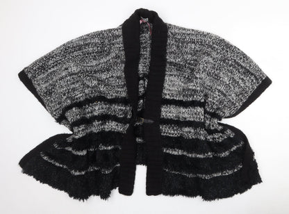Lipsy Womens Grey V-Neck Striped Acrylic Cardigan Jumper Size S