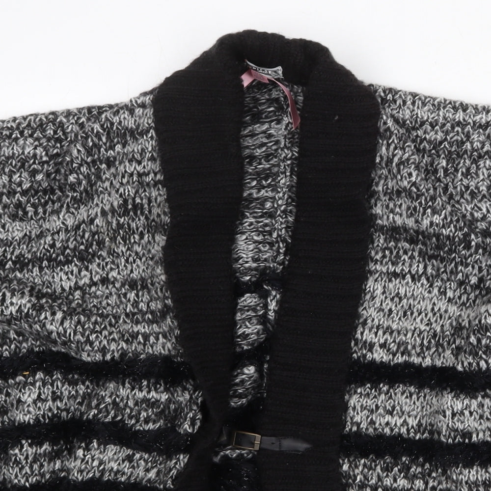 Lipsy Womens Grey V-Neck Striped Acrylic Cardigan Jumper Size S