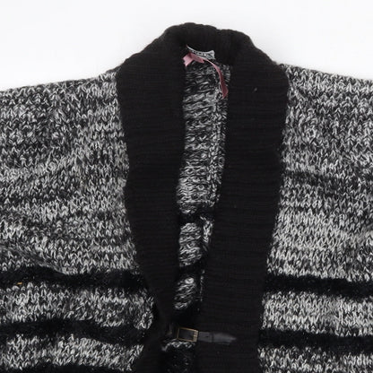 Lipsy Womens Grey V-Neck Striped Acrylic Cardigan Jumper Size S