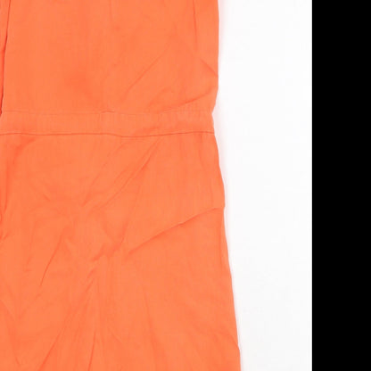 Gap Womens Orange Lyocell Trapeze & Swing Size XS Round Neck Button
