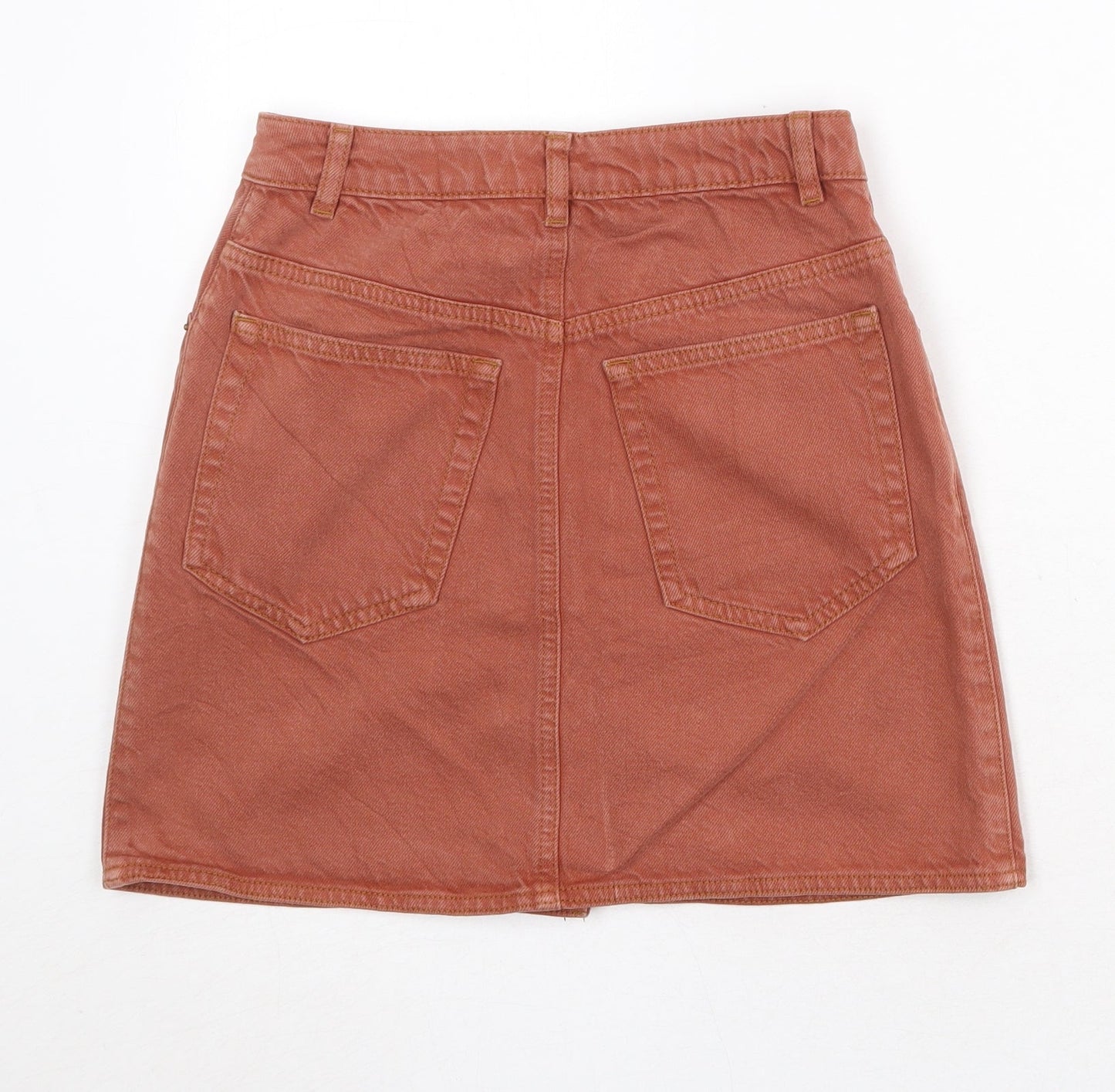 ASOS Womens Pink Cotton A-Line Skirt Size 8 Button