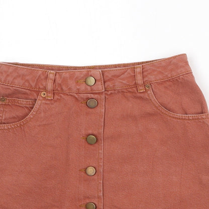 ASOS Womens Pink Cotton A-Line Skirt Size 8 Button