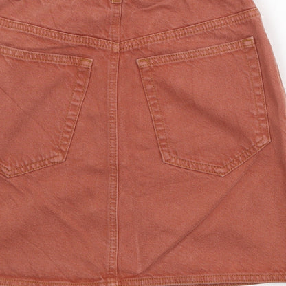 ASOS Womens Pink Cotton A-Line Skirt Size 8 Button