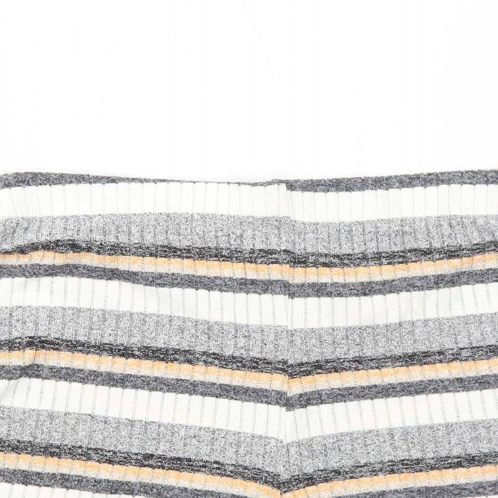 Monki Womens Grey Striped Viscose Basic Shorts Size S Regular Pull On