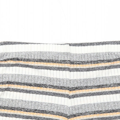 Monki Womens Grey Striped Viscose Basic Shorts Size S Regular Pull On