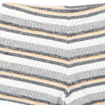Monki Womens Grey Striped Viscose Basic Shorts Size S Regular Pull On