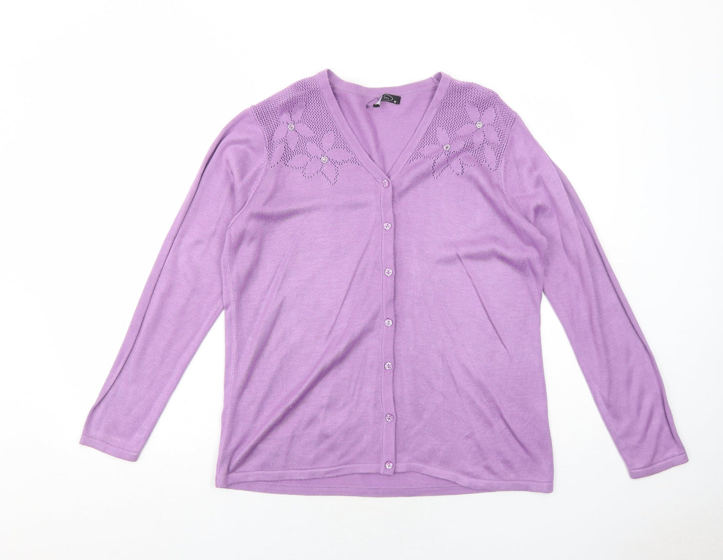 Womens UK Size M Bonmarché Purple Cardigan Jumper
