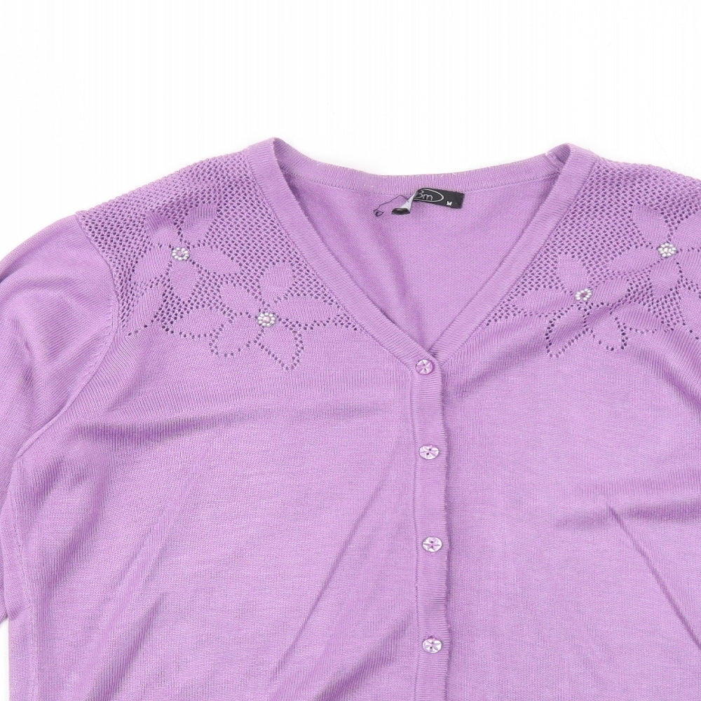 Womens UK Size M Bonmarché Purple Cardigan Jumper