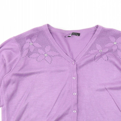 Womens UK Size M Bonmarché Purple Cardigan Jumper
