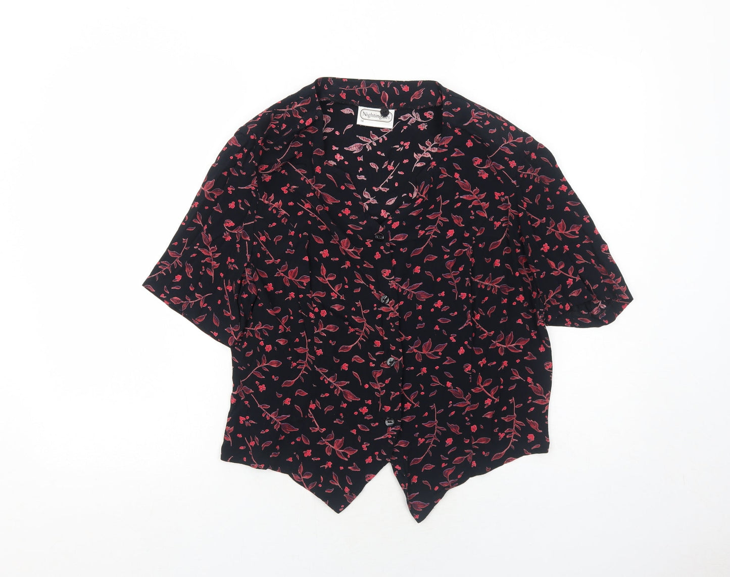Womens UK Size 14 Nightingales Black Basic Button-Up