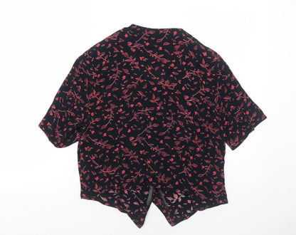 Womens UK Size 14 Nightingales Black Basic Button-Up