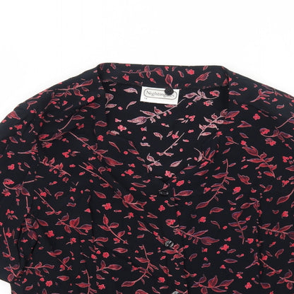 Womens UK Size 14 Nightingales Black Basic Button-Up