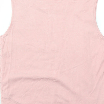 Very Womens Pink Mock Neck Viscose Vest Jumper Size 12 - Lace Overlay