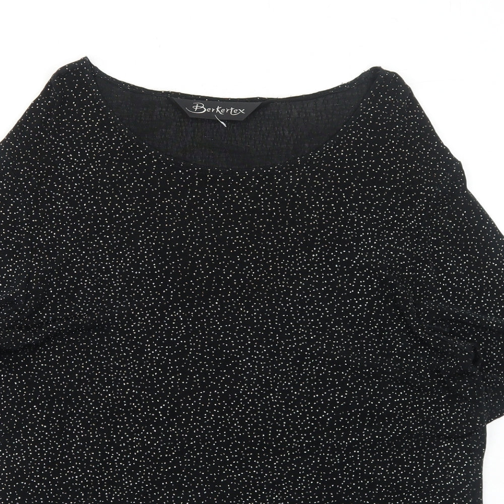 Berkertex Womens Black Acetate Basic T-Shirt Size 12 Round Neck