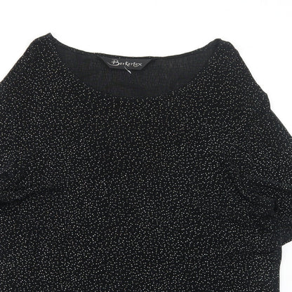 Berkertex Womens Black Acetate Basic T-Shirt Size 12 Round Neck