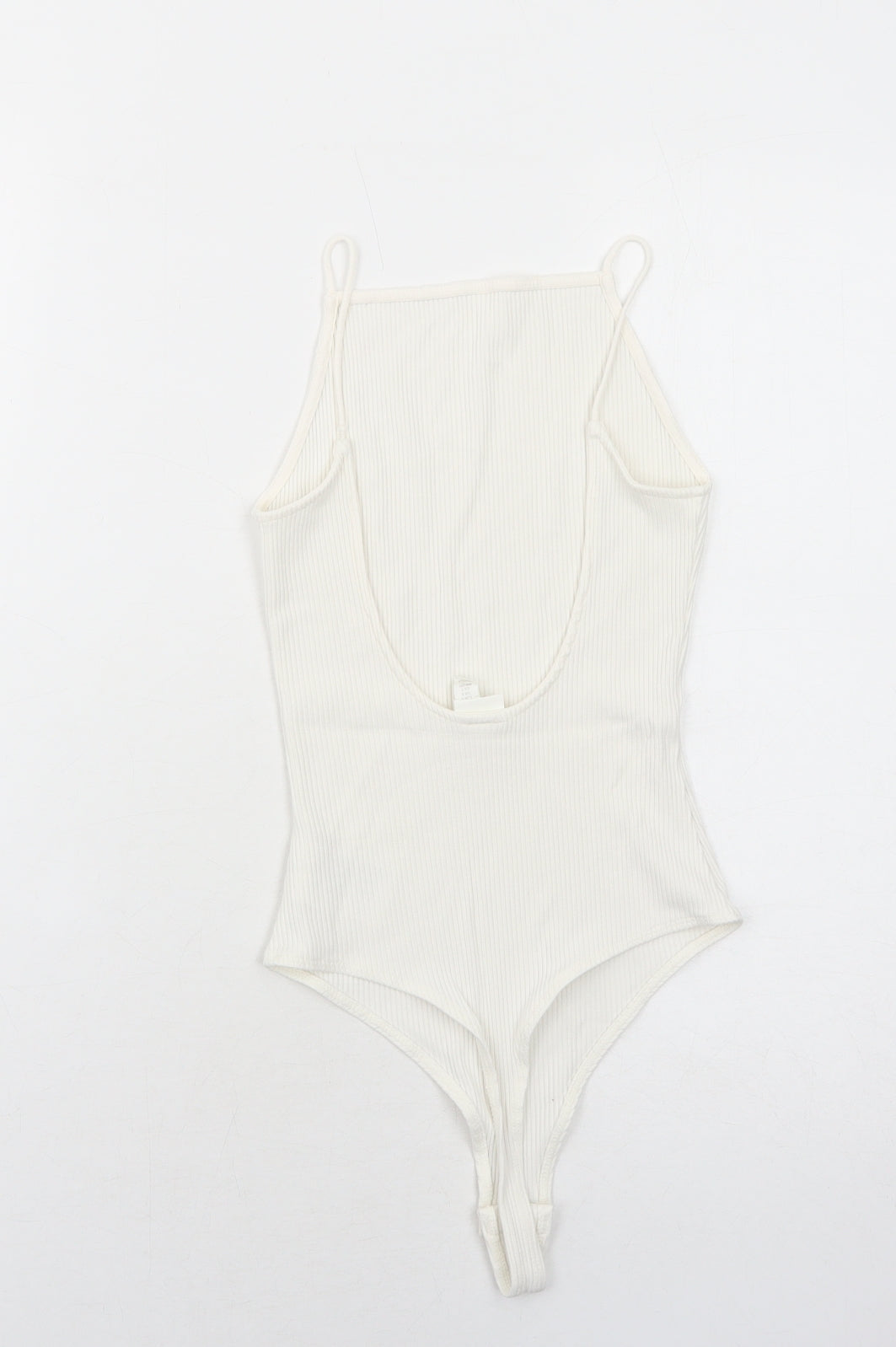 H&M Womens White Viscose Bodysuit One-Piece Size S Snap