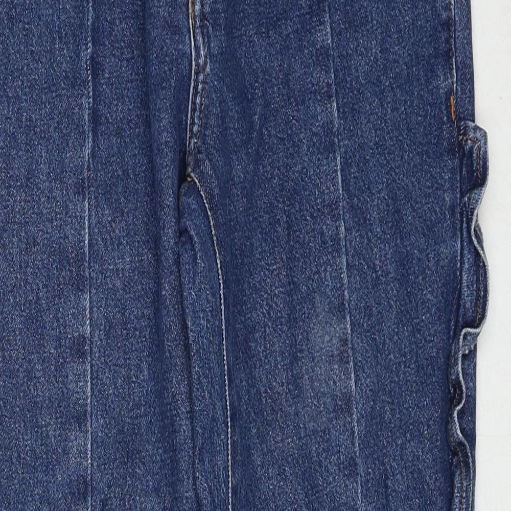 Mango Womens Blue Cotton Straight Jeans Size 6 Regular Zip