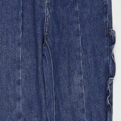 Mango Womens Blue Cotton Straight Jeans Size 6 Regular Zip