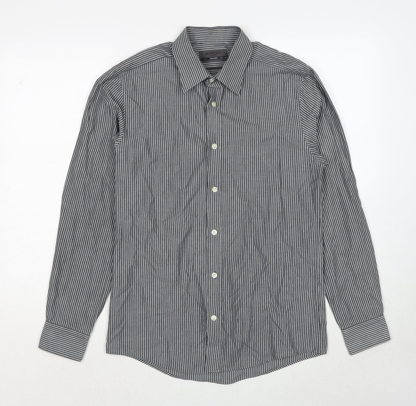 Mens UK Size S Burton Grey  Button-Up Long Sleeve Casual Shirt