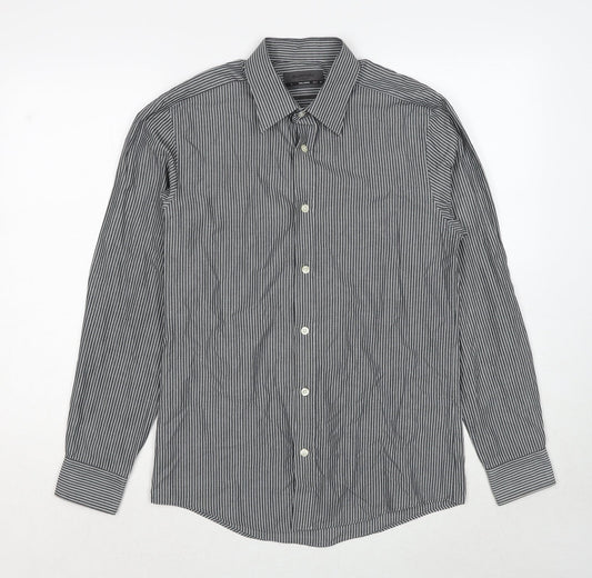 Mens UK Size S Burton Grey  Button-Up Long Sleeve Casual Shirt