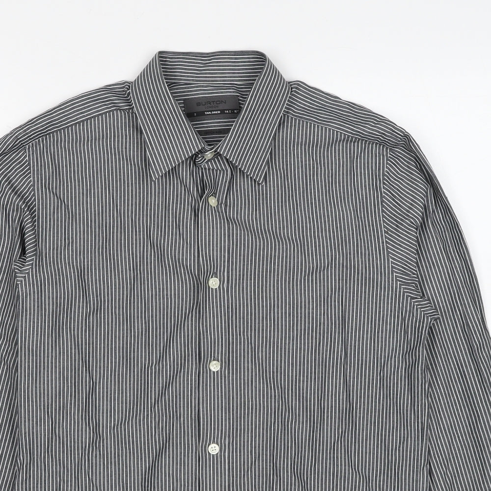 Mens UK Size S Burton Grey  Button-Up Long Sleeve Casual Shirt