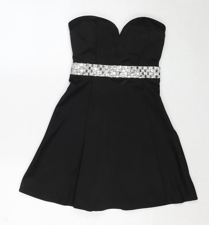Lipsy Womens Black Polyester Ball Gown Size 8 Sweetheart Zip