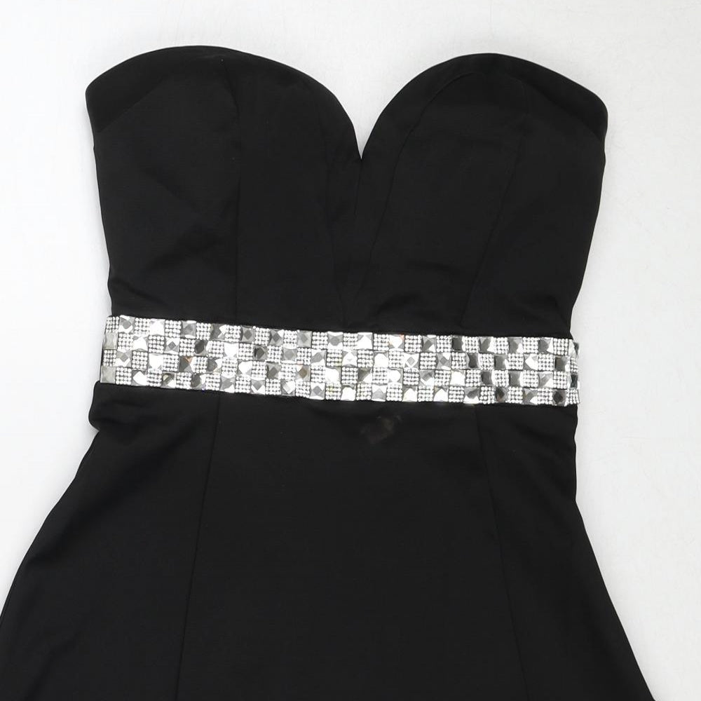Lipsy Womens Black Polyester Ball Gown Size 8 Sweetheart Zip
