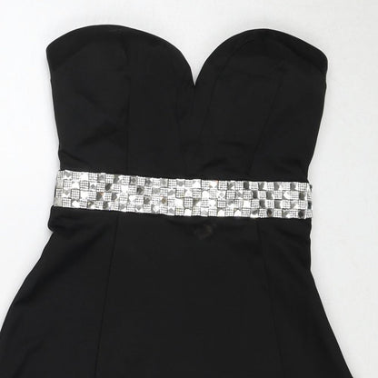 Lipsy Womens Black Polyester Ball Gown Size 8 Sweetheart Zip