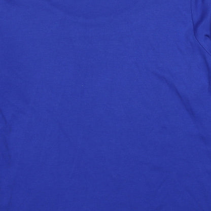 First Avenue Womens Blue Polyester Basic T-Shirt Size S Scoop Neck - Studded