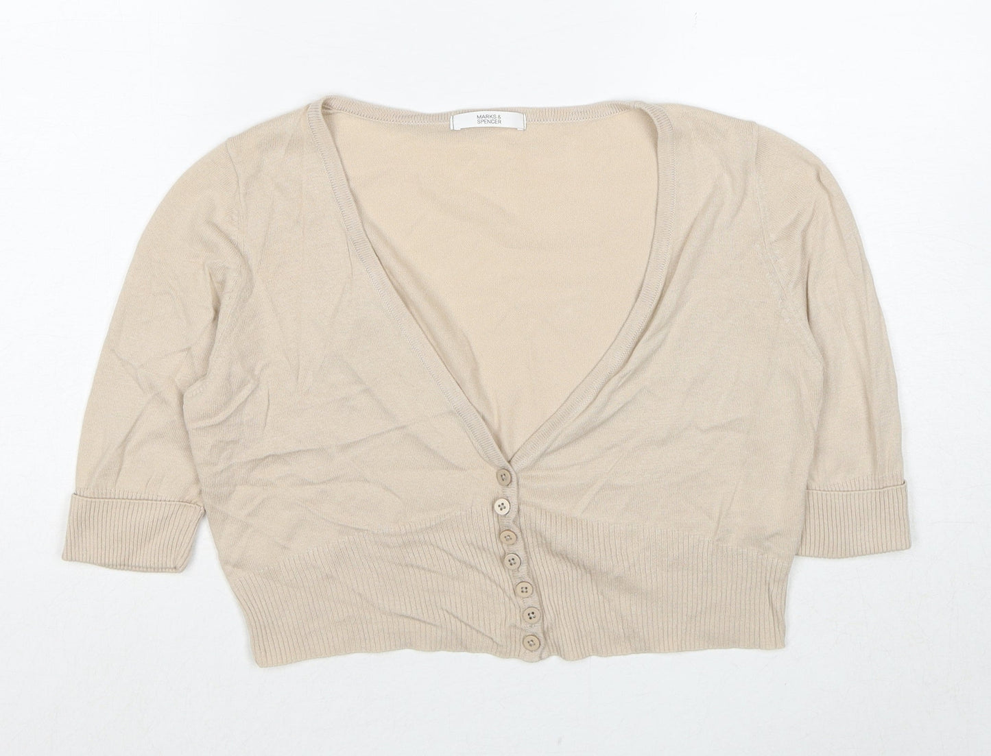 Womens UK Size 12 Marks and Spencer Beige Cardigan Jumper