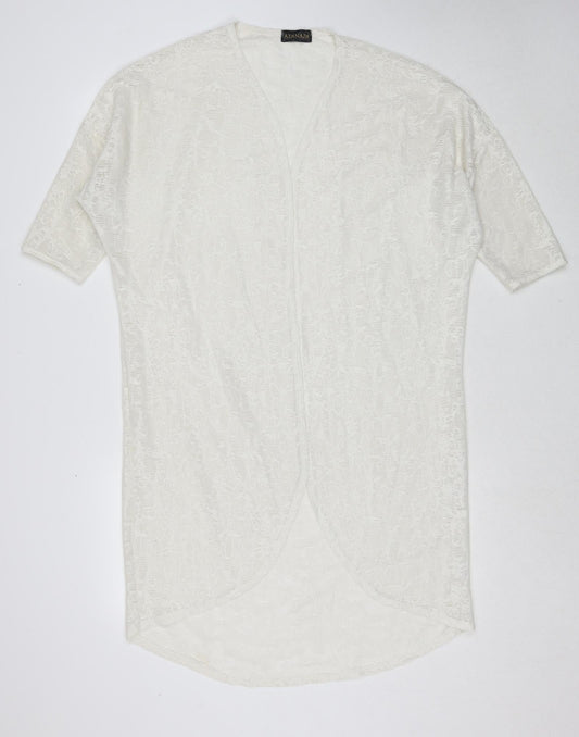 Ayanapa Womens White V-Neck Polyester Cardigan Jumper Size 8