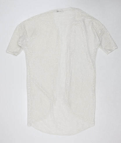 Ayanapa Womens White V-Neck Polyester Cardigan Jumper Size 8