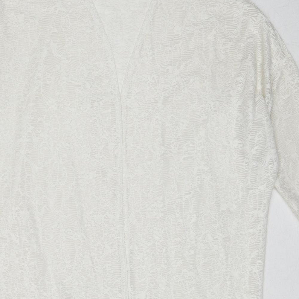 Ayanapa Womens White V-Neck Polyester Cardigan Jumper Size 8