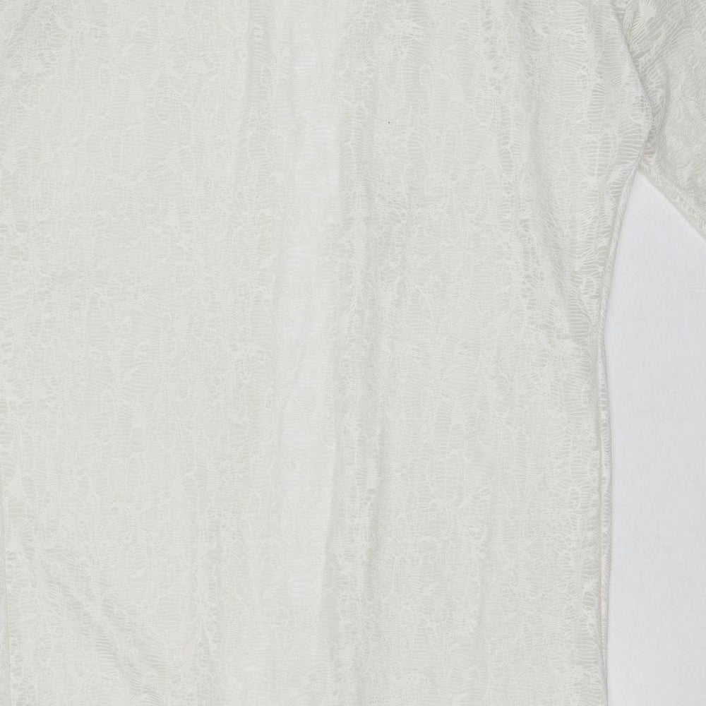 Ayanapa Womens White V-Neck Polyester Cardigan Jumper Size 8