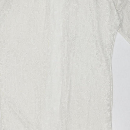 Ayanapa Womens White V-Neck Polyester Cardigan Jumper Size 8