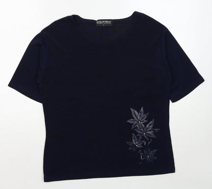 Womens UK Size M Joella Di Marco Blue Basic T-Shirt
