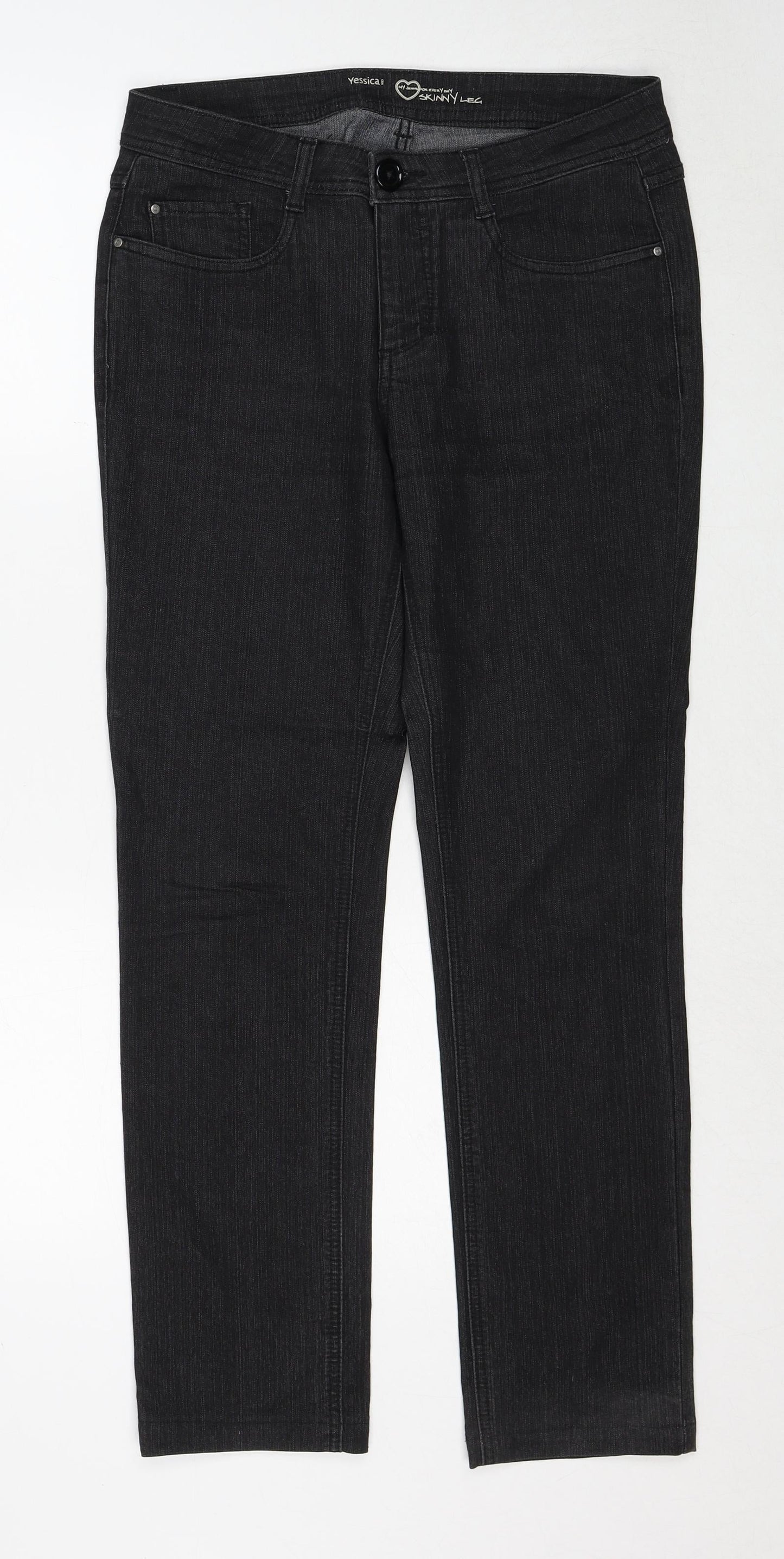 Yessica Womens Black Cotton Skinny Jeans Size 10 Regular Zip