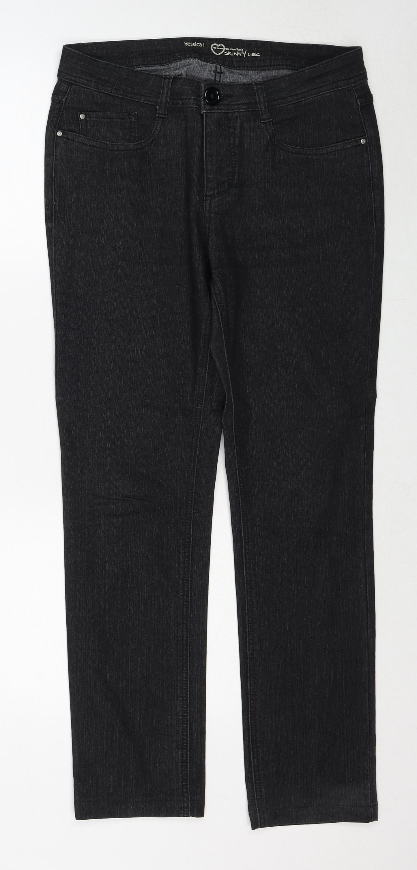 Yessica Womens Black Cotton Skinny Jeans Size 10 Regular Zip