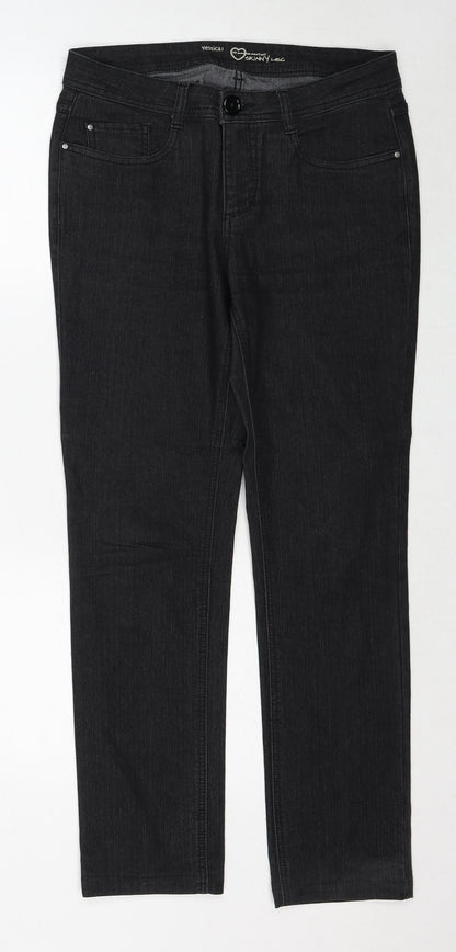 Yessica Womens Black Cotton Skinny Jeans Size 10 Regular Zip