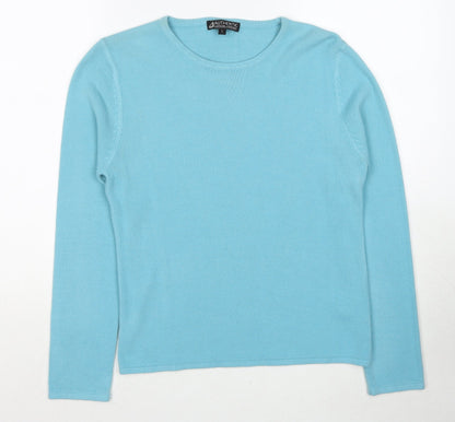 Authentic Womens Blue Round Neck Acrylic Pullover Jumper Size L