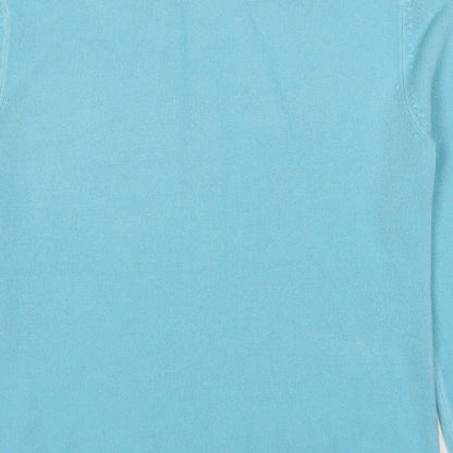 Authentic Womens Blue Round Neck Acrylic Pullover Jumper Size L