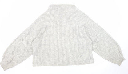 New Look Womens Grey Mock Neck Acrylic Pullover Jumper Size M