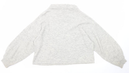 New Look Womens Grey Mock Neck Acrylic Pullover Jumper Size M
