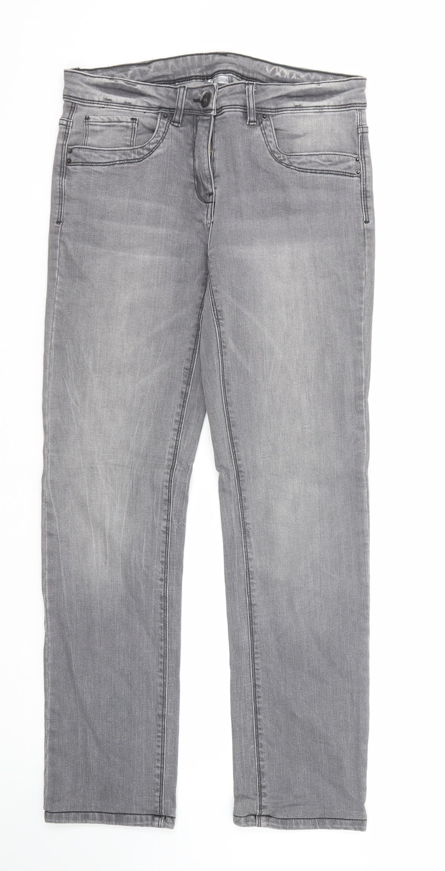 Womens UK Size 8 Up Fashion Regular Fit Straight Grey Jeans