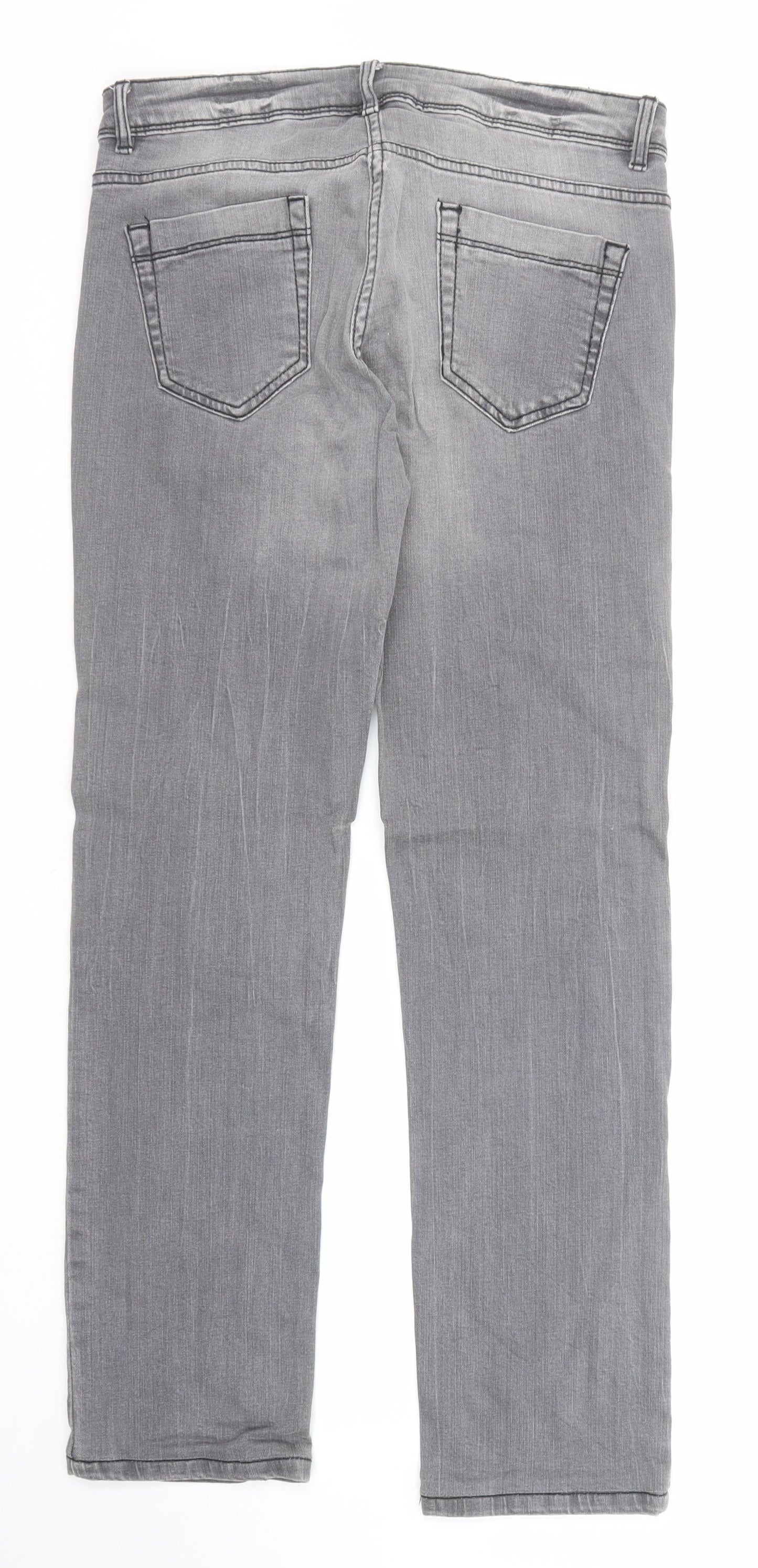 Womens UK Size 8 Up Fashion Regular Fit Straight Grey Jeans