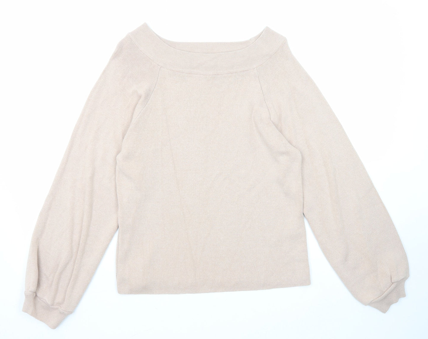 Basic Womens Pink Boat Neck Cotton Pullover Jumper Size L