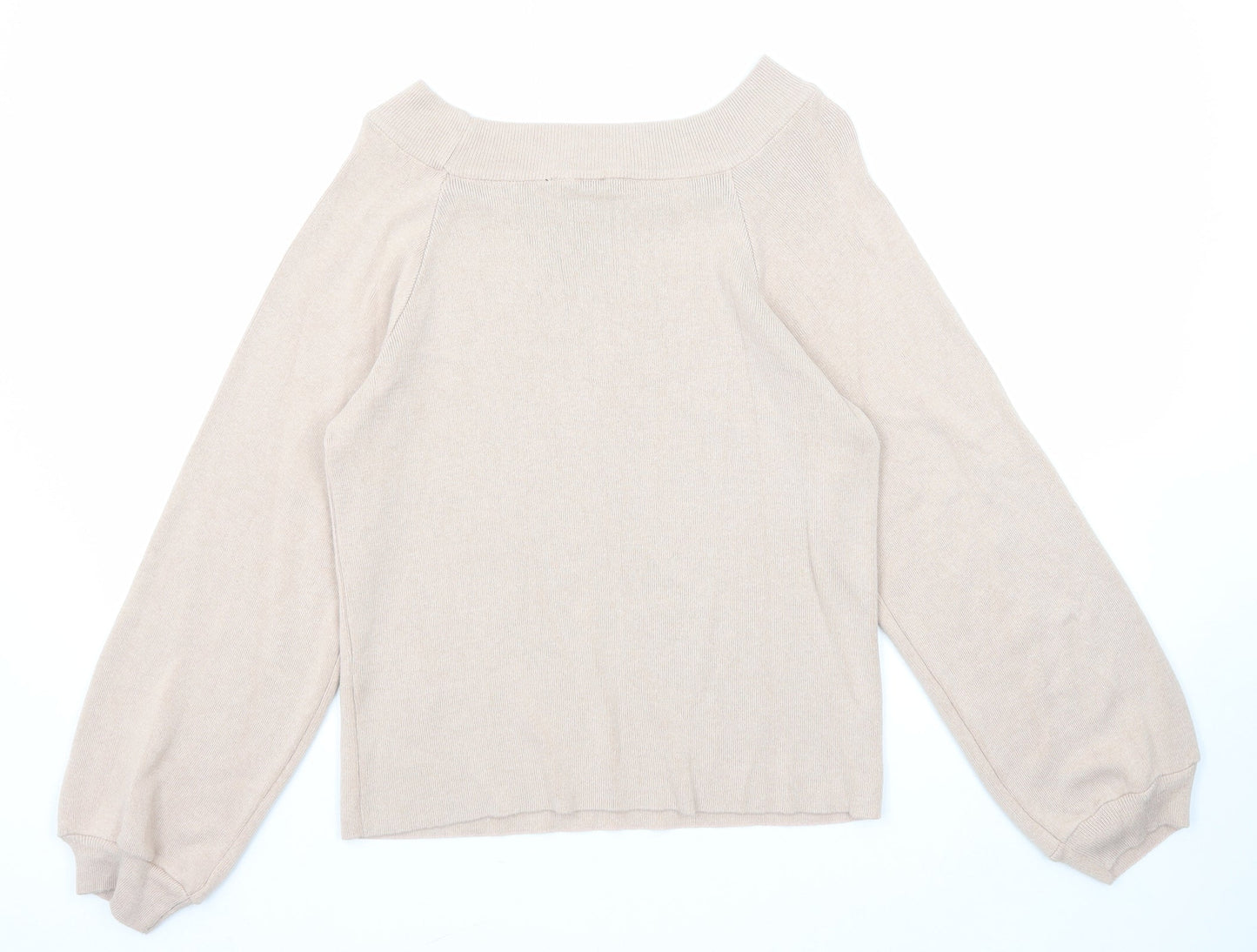 Basic Womens Pink Boat Neck Cotton Pullover Jumper Size L