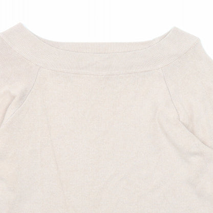 Basic Womens Pink Boat Neck Cotton Pullover Jumper Size L